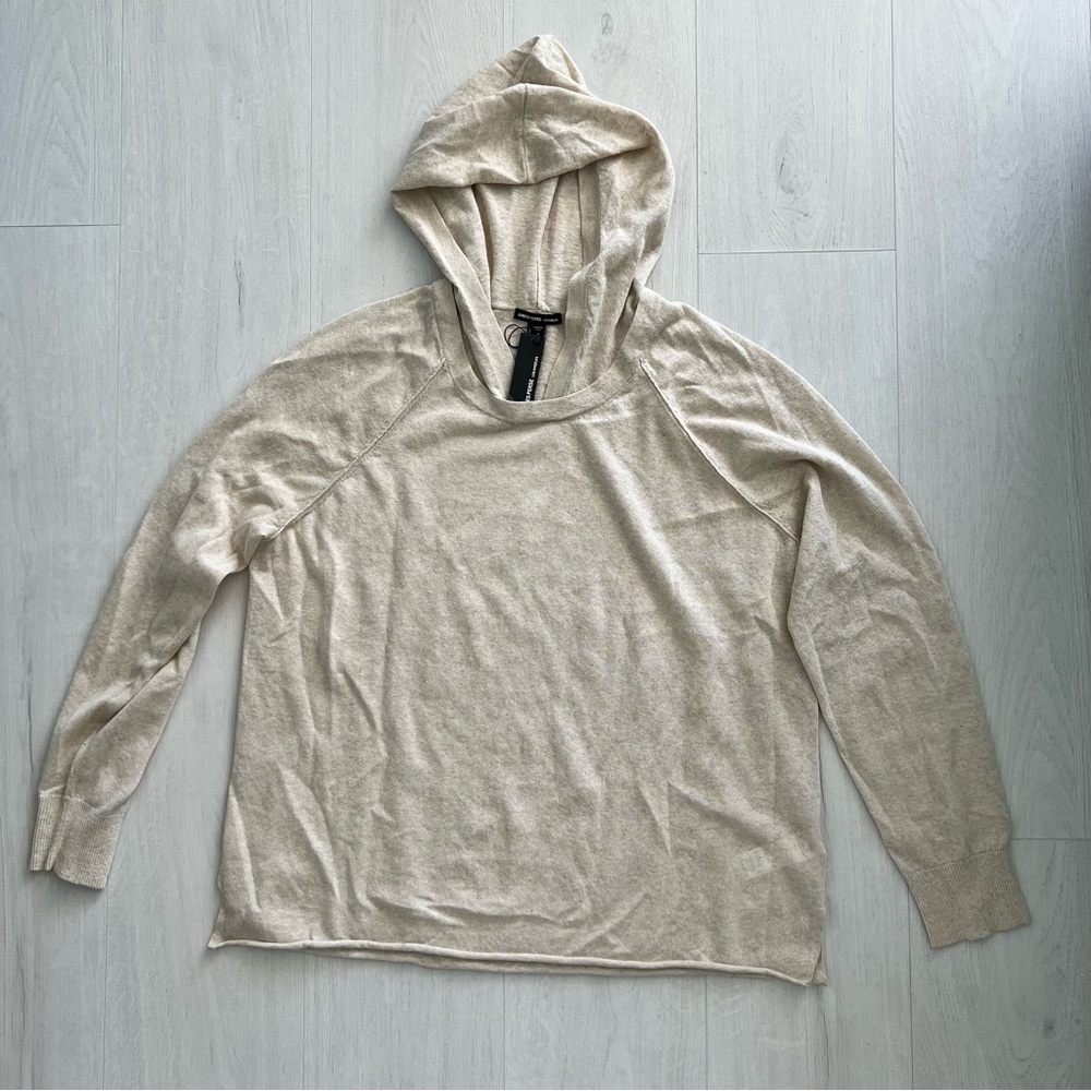 New James Perse Hoodie pullover sweater Sz 4 (XL) beige linen cotton